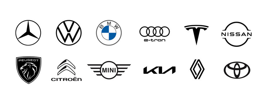 Flat new car brands logos