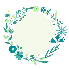 Floral round frame isolated decoration with flowers and leaves