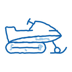 Snowmobile doodle icon hand drawn illustration