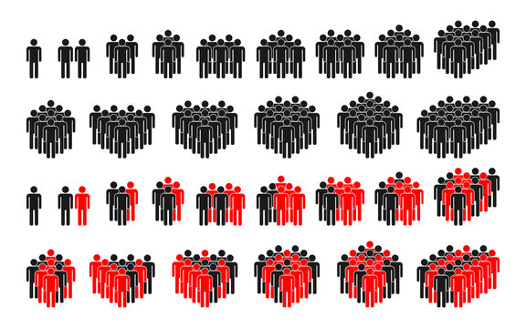 People icons in modern flat style . People black,red vector icons, isolated on white background. Persons for web design, app and ui. Group of people.Person symbol. Vector in EPS10