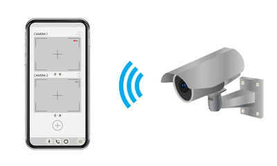 Video surveillance system. Wi-Fi camera and smartphone app for viewing recordings. © CESM I Studio