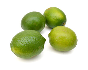 Fresh limes Isolated on white background