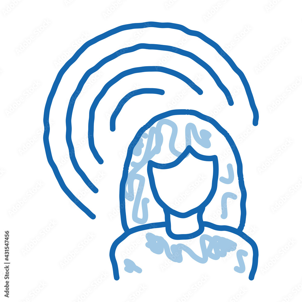 Sticker female hearing doodle icon hand drawn illustration