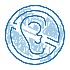 No Hearing doodle icon hand drawn illustration