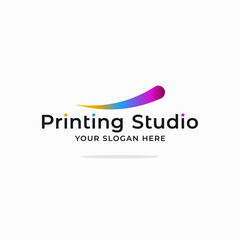 Printing studio logo. Printing company sign white