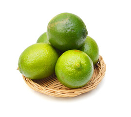 Fresh limes Isolated on white background