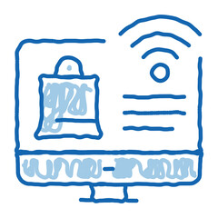 Online Shopping via Wi-Fi doodle icon hand drawn illustration