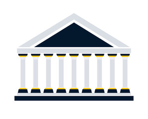 Greek temple with roof nine pillars diagram. Clipart image
