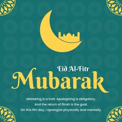 Obraz na płótnie Canvas Elegant High Detail Colorful Eid Mubarak Banner And Card Illustration Suitable for Greeting Card Banner Event Backdrop Social Media And Other Muslim Related Occasion.