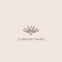 A symbol or logo of a simple, minimalistic, stylized flower shape, consisting of several elements. Made with a thin contour line.