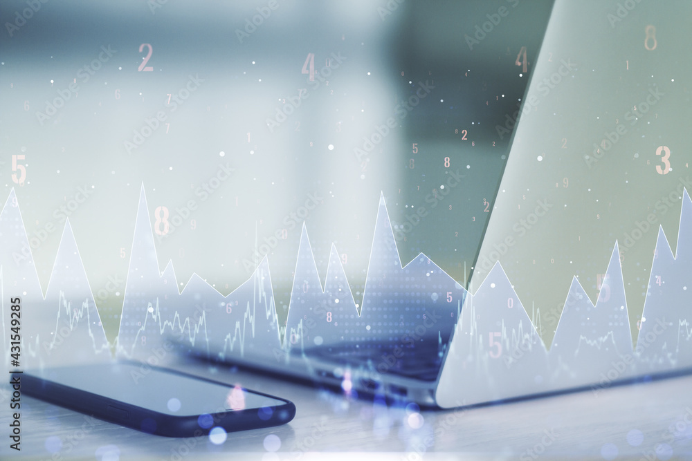 Poster abstract creative analytics data spreadsheet on modern computer background, analytics and analysis c