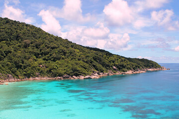 Azure sea water beach blue ocean tropical island landscape nature resort