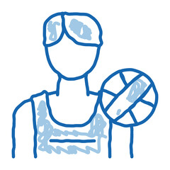 Male Volleyball Player doodle icon hand drawn illustration