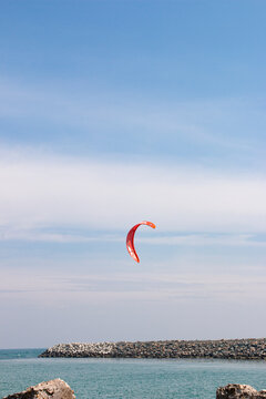 A view of kitesurfer's parachute during sunny day ( Vertical ) 