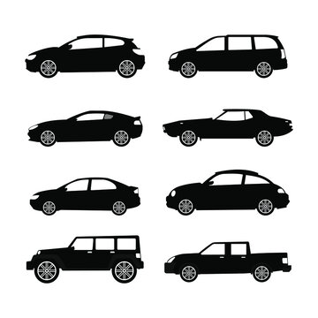 several car silhouette illustrations