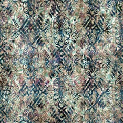 Seamless elegant mixed media pattern in navy, blue, pink, and cream. High quality illustration. Ornate and highly detailed and textured realistic faux collage. Sophisticated intense textile design.