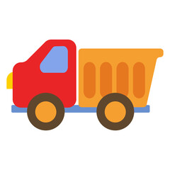 Children s toy truck car for boys with a trailer. Vector illustration in cartoon flat style. Cute print fun