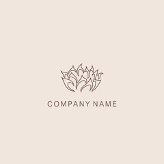 Floral symbol in a simple form. Rose or peony logo