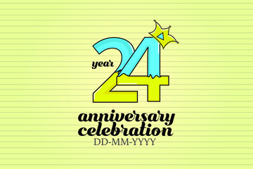 24 year anniversary cartoon, sweet style, candy look, for background - vector