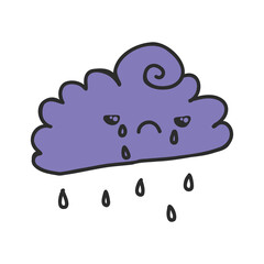 Vector hand drawn doodle sketch cloud with face isolated on white background