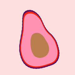 Avocado in pink tones. Postcard for printing on cups, clothes, decorative pillows, tea towels, napkins, notebooks. 