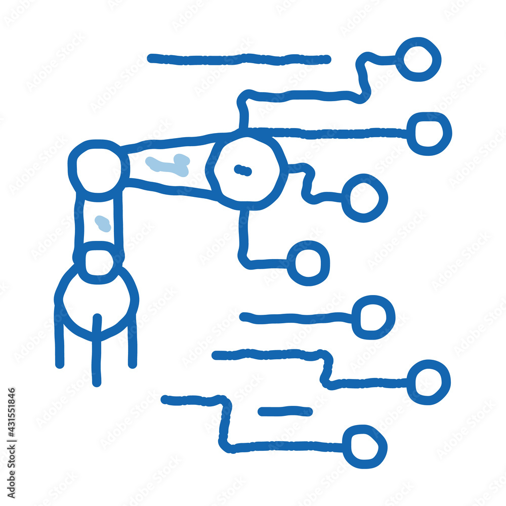 Poster robot microchip vector outline illustration