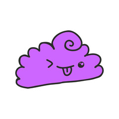 Vector hand drawn doodle sketch cloud with face isolated on white background