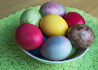 easter eggs in a basket