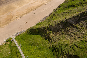 Aerial view of the stairs to the Silver Strand in County Donegal - Ireland