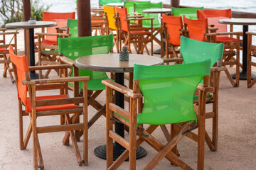 Fototapeta na wymiar Local, seaside restaurants. Antiparos Island, Greece .