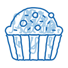 Muffin Delicious Baked Food doodle icon hand drawn illustration