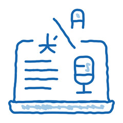 Obraz premium Laptop Translation Program doodle icon hand drawn illustration