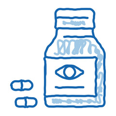 Bottle With Pills For Eyes doodle icon hand drawn illustration