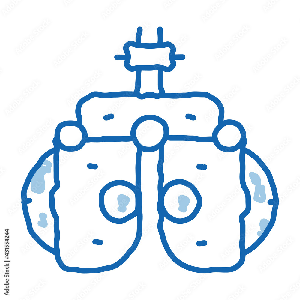 Sticker equipment for eye diagnostic doodle icon hand drawn illustration