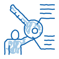 Businessman Holding Key doodle icon hand drawn illustration