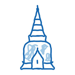 Thailand Religion Tower doodle icon hand drawn illustration