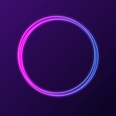 Vector illustration with the image of neon circles. Colorful frame.