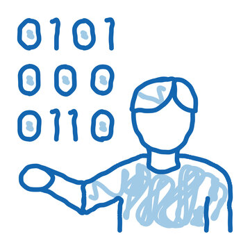 Human Binary Code doodle icon hand drawn illustration