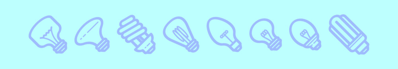 set of light bulb cartoon icon design template with various models. vector illustration isolated on blue background