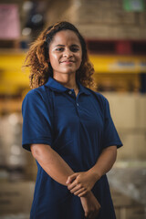 African American worker person working with safety in warehouse logistic factory, business...