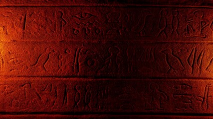 Egyptian Wall Carvings Lit Up With Torches
