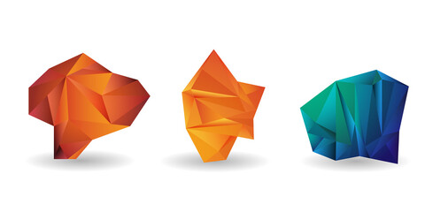 Polygonal bright triangular shapes. Vector design elements for advertising, social networks, brochures.