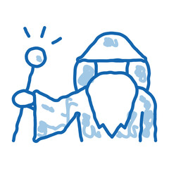 Wizard Hold Wand doodle icon hand drawn illustration