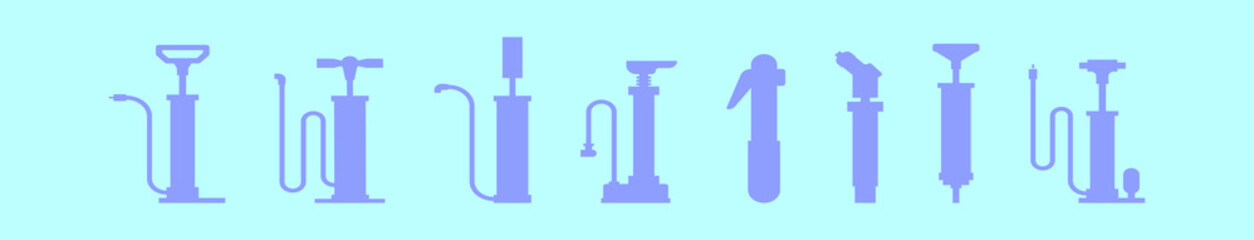 set of air pump cartoon icon design template with various models. vector illustration isolated on blue background