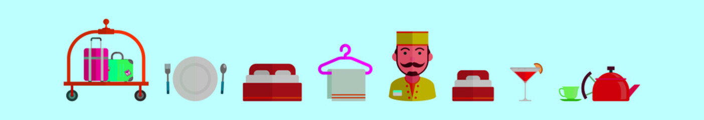 set of concierge cartoon icon design template with various models. vector illustration isolated on blue background