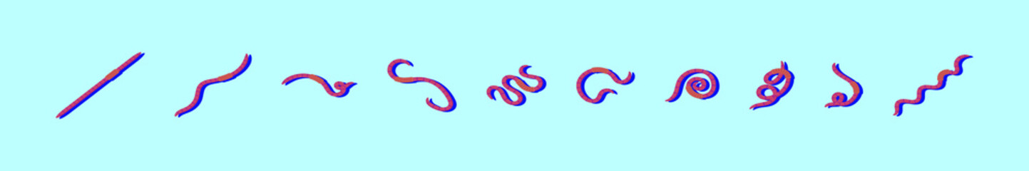 set of earthworm cartoon icon design template with various models. vector illustration isolated on blue background