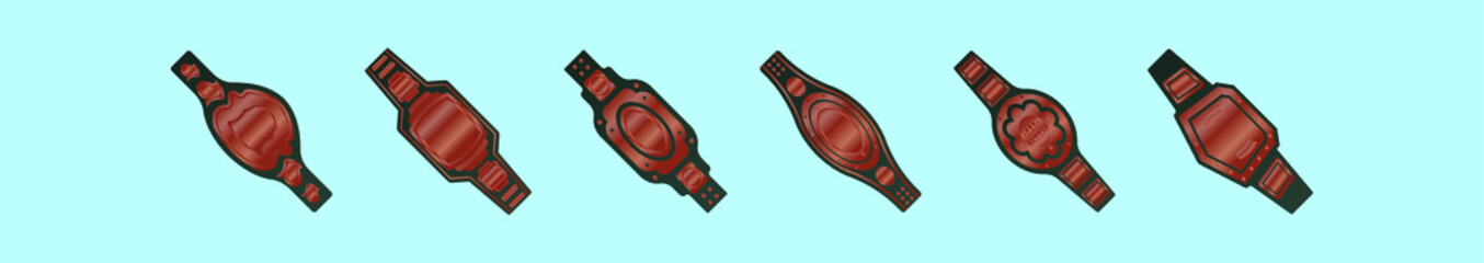 set of boxing belt cartoon icon design template with various models. vector illustration isolated on blue background