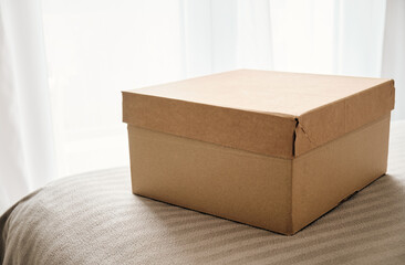 Cardboard box on the bed