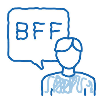 Human Talking Bff Doodle Icon Hand Drawn Illustration