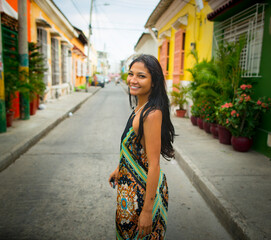 Fototapeta premium Pretty woman smiling with joy